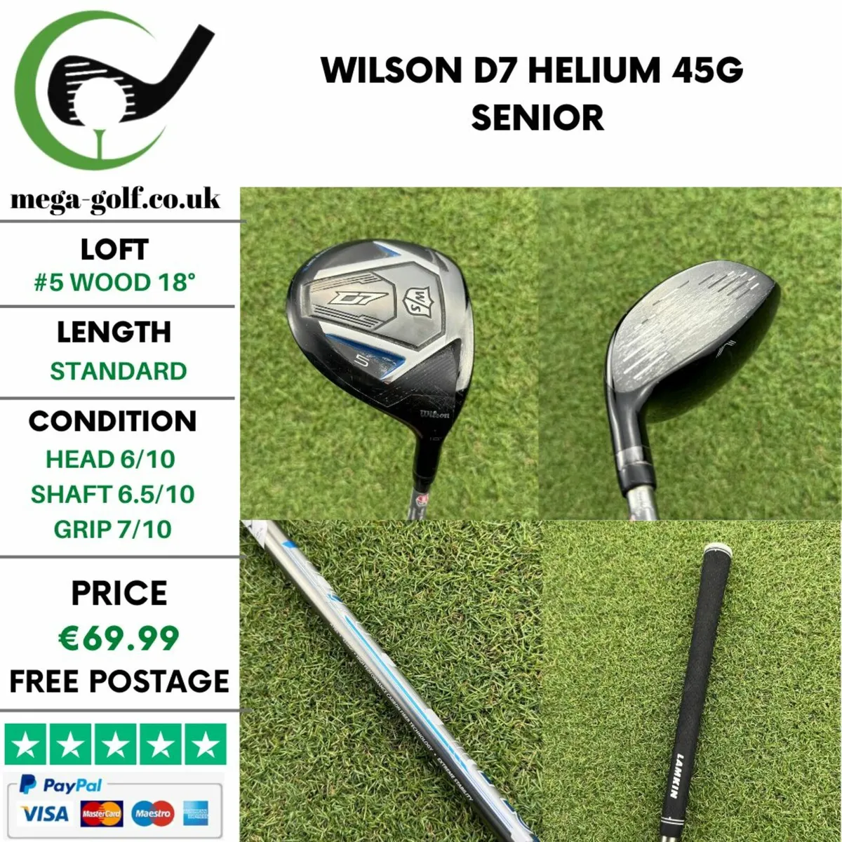 Wilson D7 #5 Wood 18° / Helium 45G Senior - Image 1