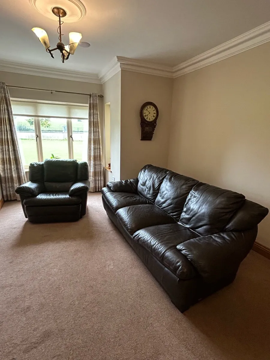 Three seater leather couch and reclining armchair - Image 1