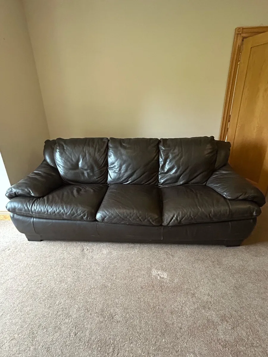 Three seater leather couch and reclining armchair - Image 4
