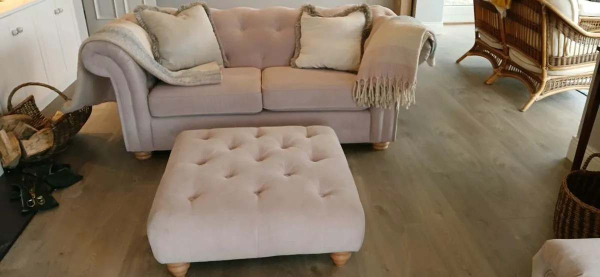 Chesterfield style Sofa and Footstool - Image 1
