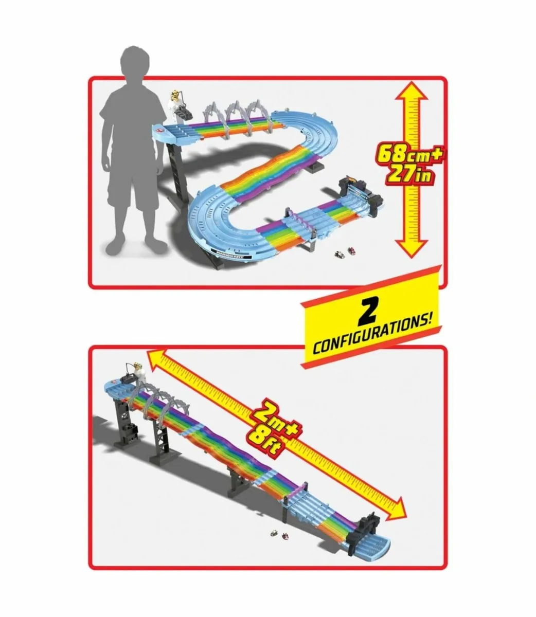 Hot Wheels Mario Kart Rainbow Road Race Track Play - Image 2