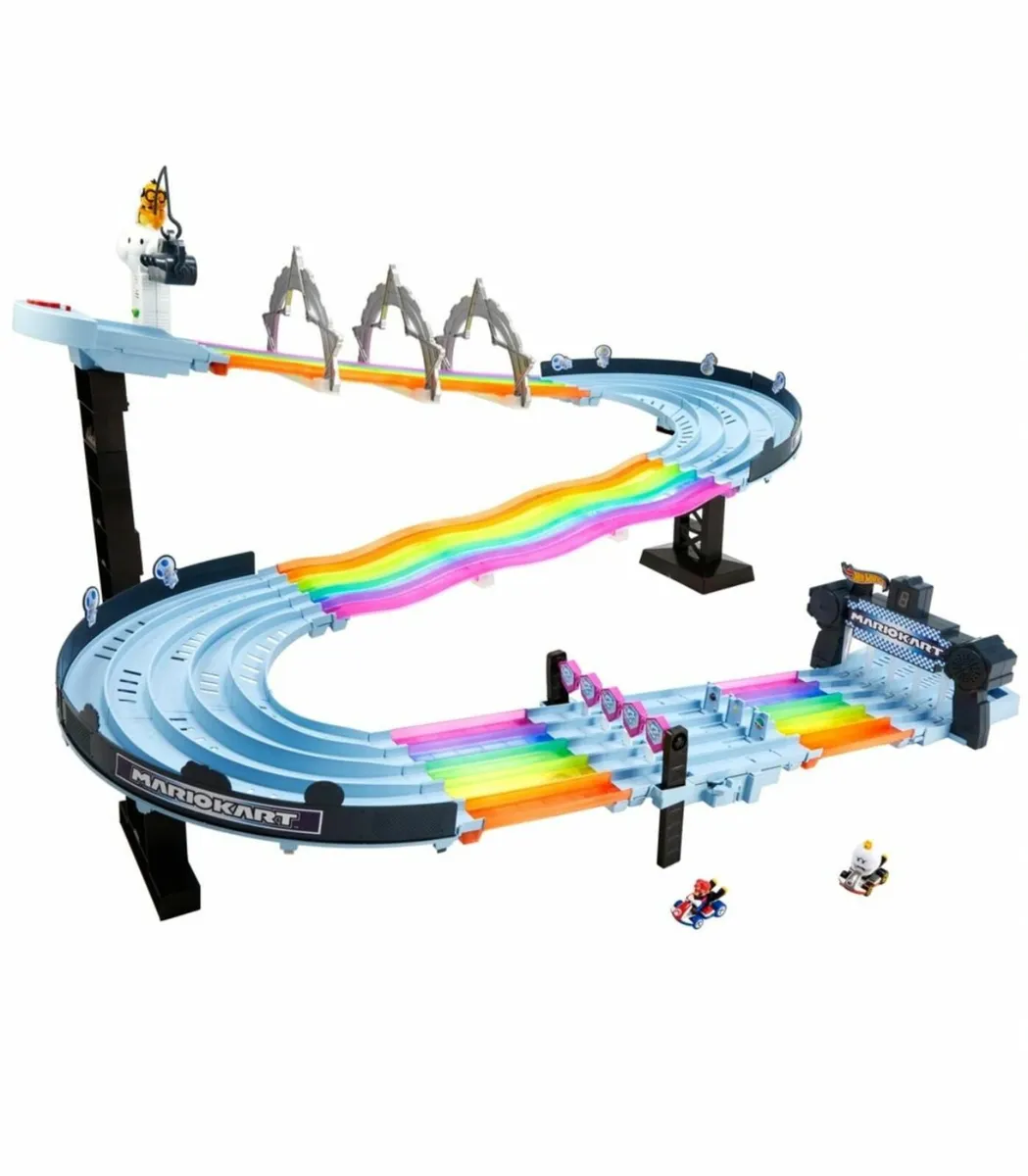 Hot Wheels Mario Kart Rainbow Road Race Track Play - Image 1