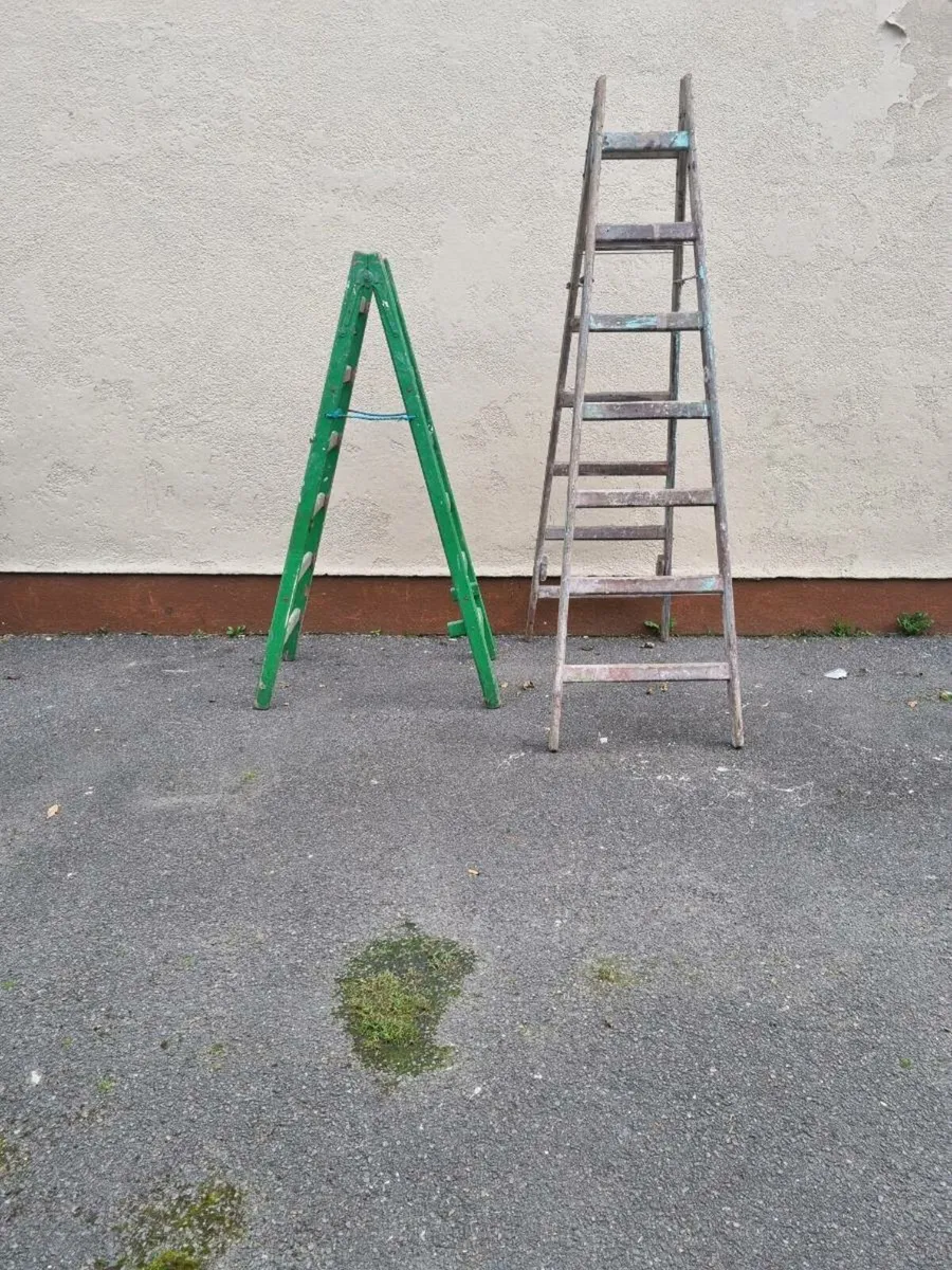 X2 wooden ladders - Image 1