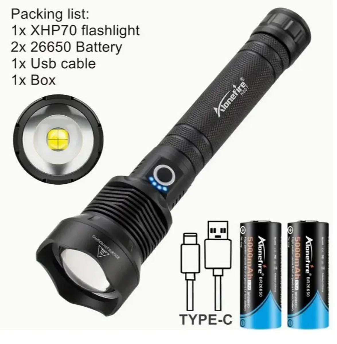 4000 Lumen Zoom XHP70 The Strongest Flashlight High Power Led Torch - Image 2