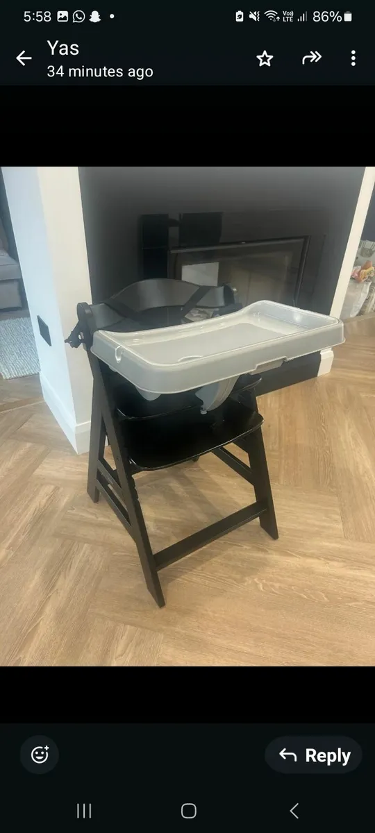 Baby  Alpha + wooden highchair with tray - Image 2