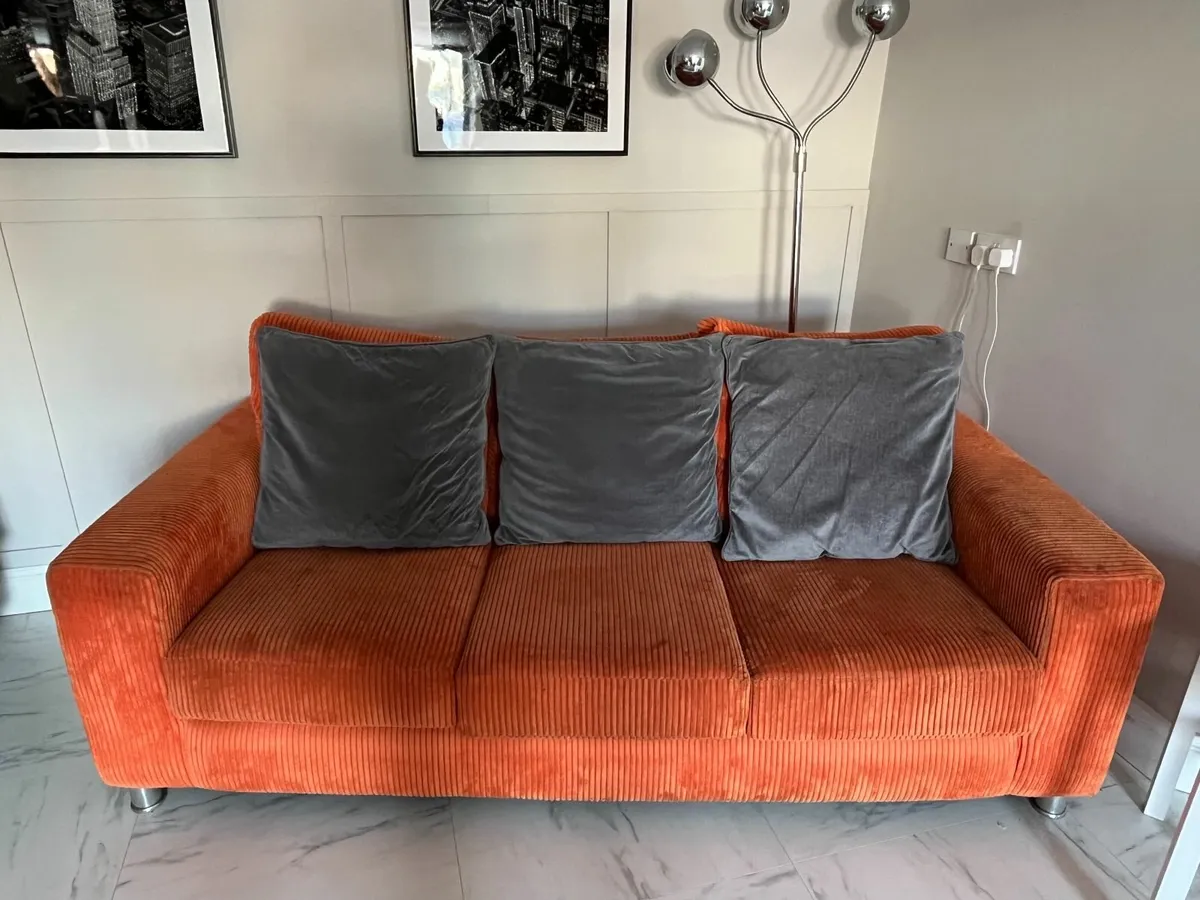 Orange Sofa Set - Perfect Condition (no rips) - Image 1