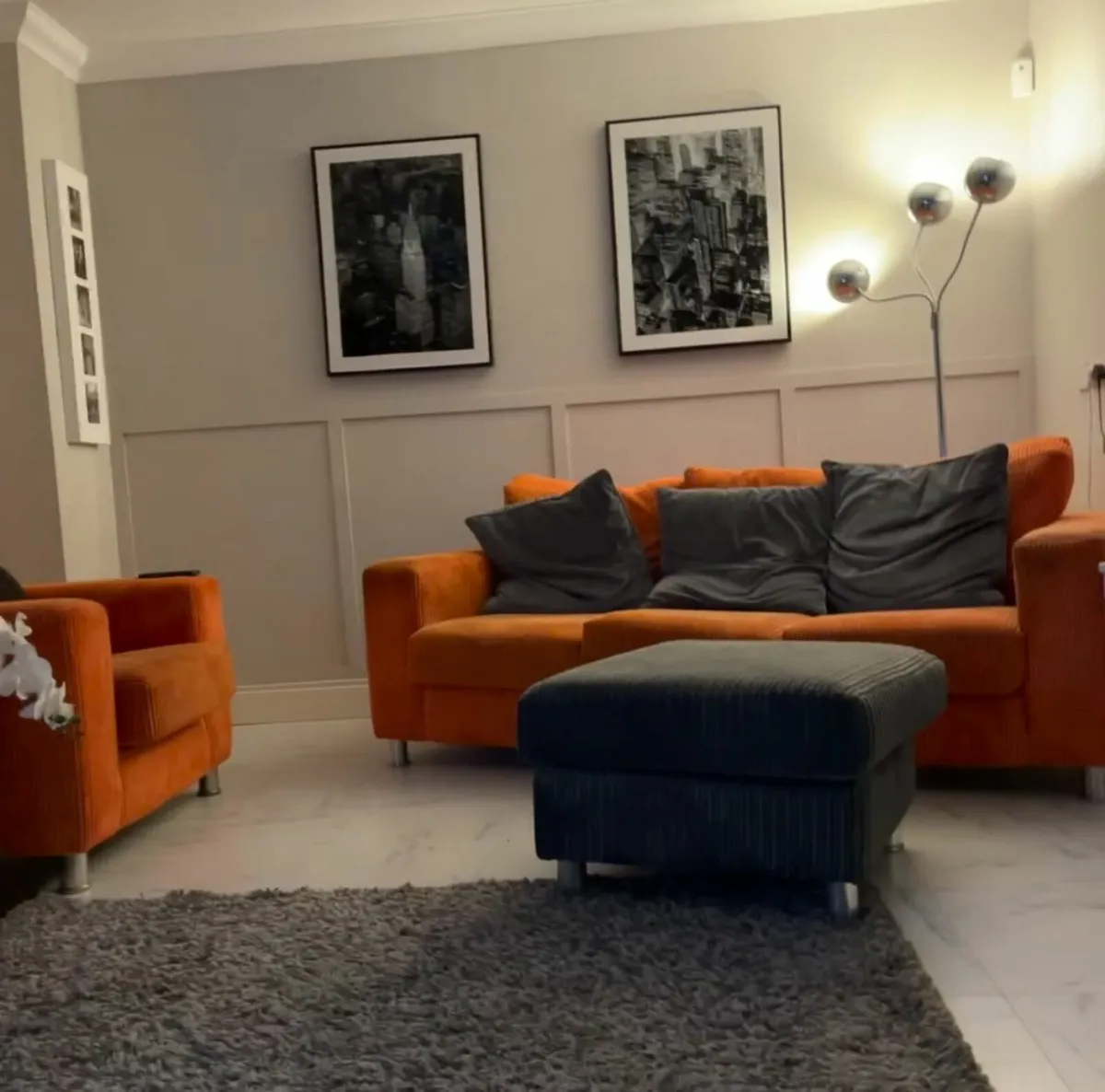 Orange Sofa Set - Perfect Condition (no rips) - Image 2