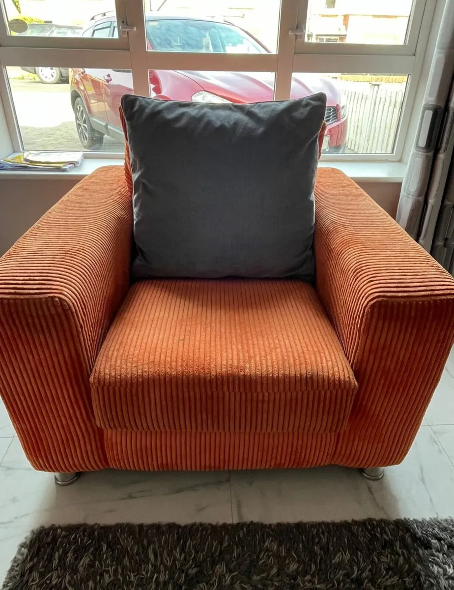 Orange Sofa Set - Perfect Condition (no rips) - Image 3