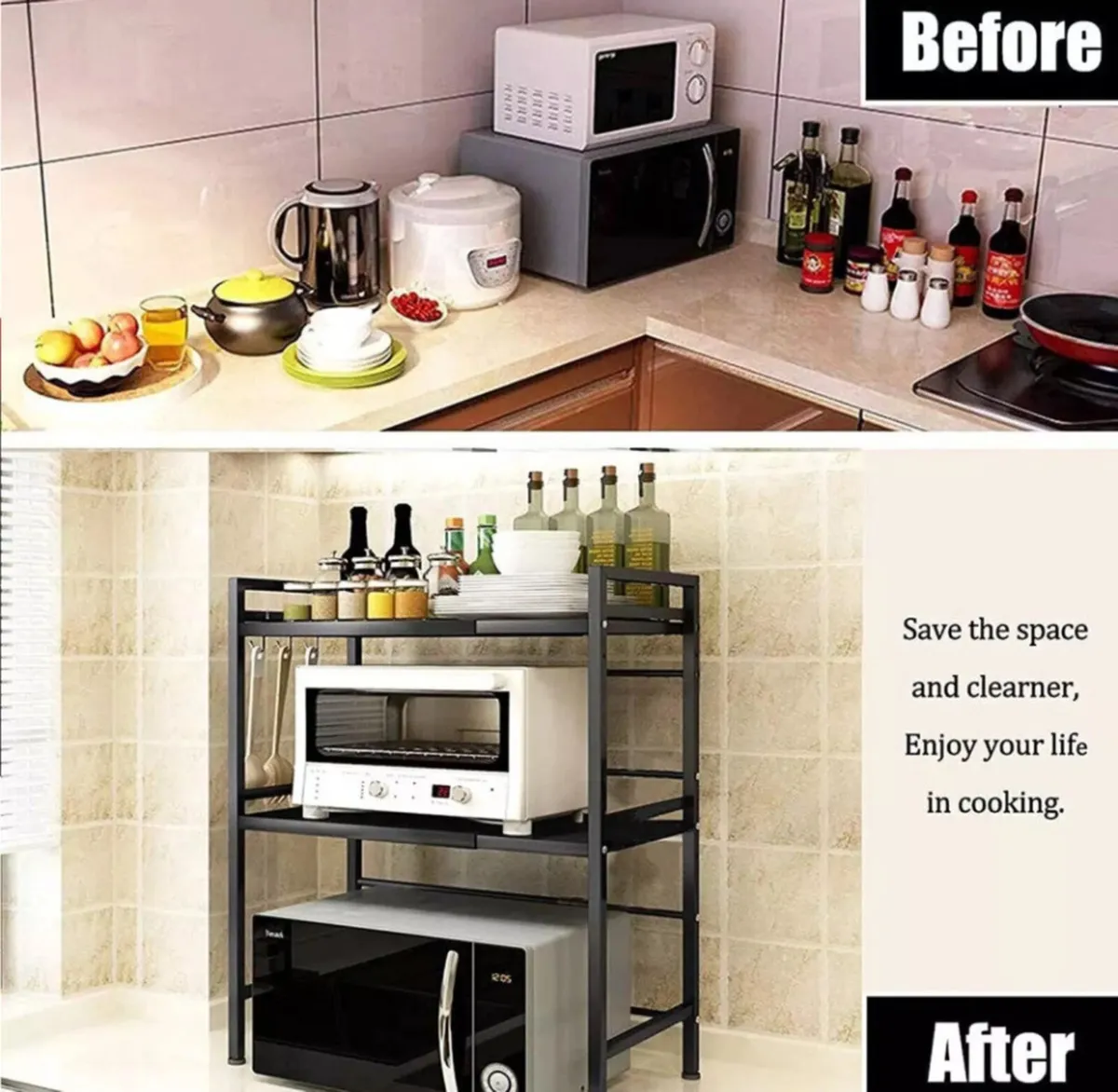 NEW 3 Tier Adjustable Microwave Rack - Image 1