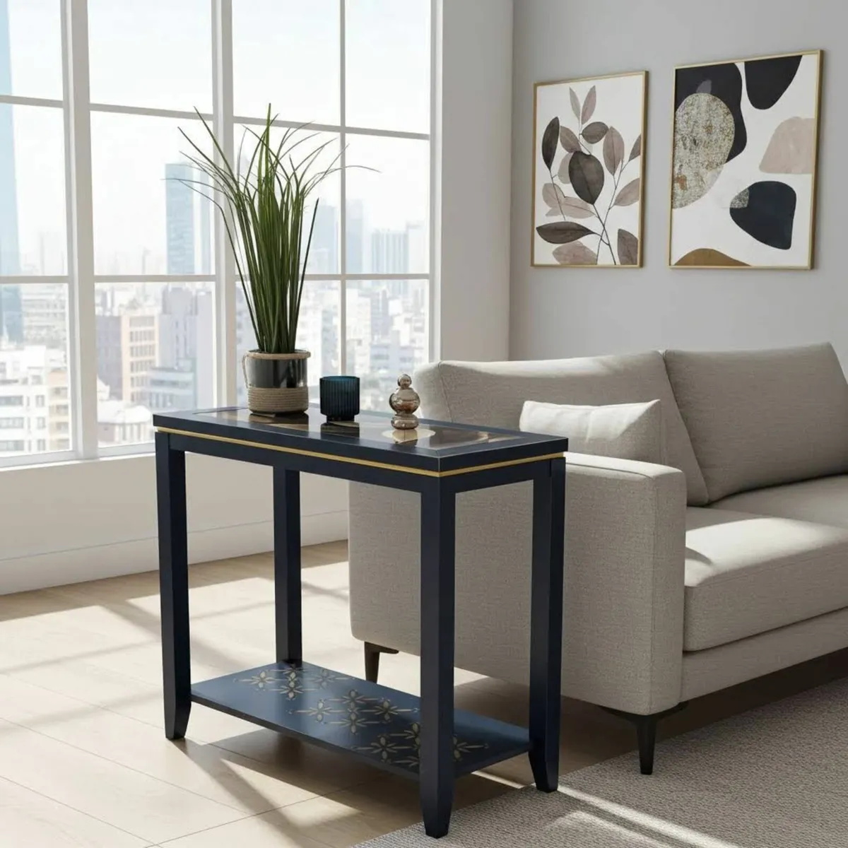 Baroque Elegance Side Table – Black and Gold Baroq - Image 1