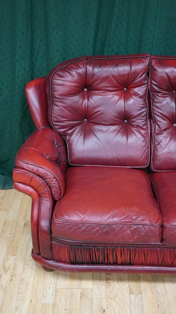 Deep-Red Chesterfield Leather Two Seater - Image 4