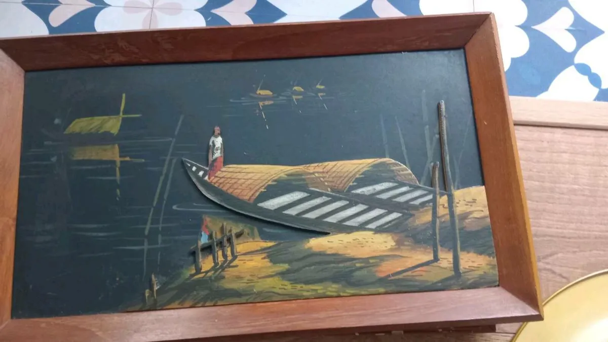 Vintage Asian wooden picture