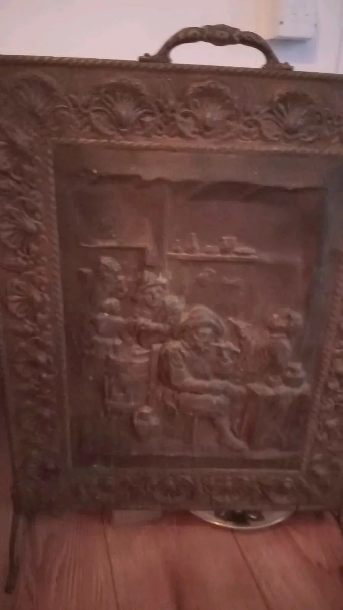 Vintage brass fire screen - Image 3
