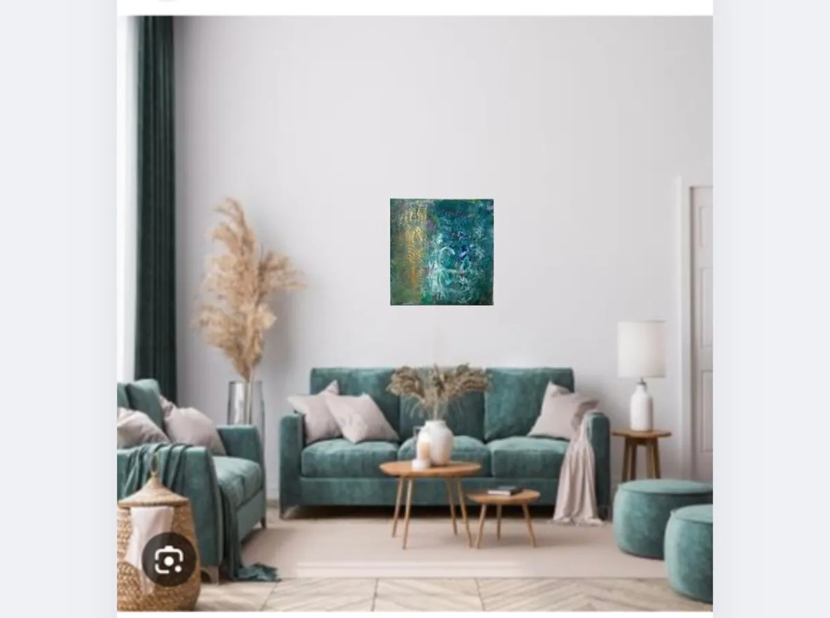 Original abstract teal painting - Image 2