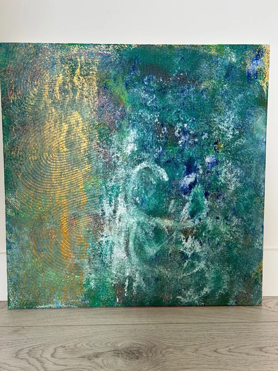 Original abstract teal painting - Image 4