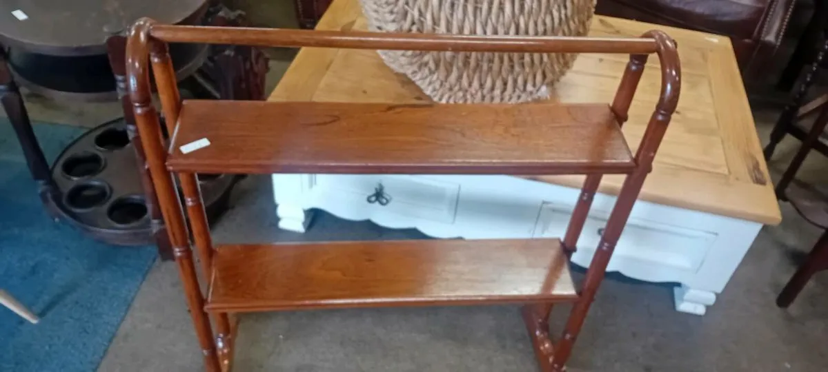 Vintage Mahogany Shelved Towel Rail