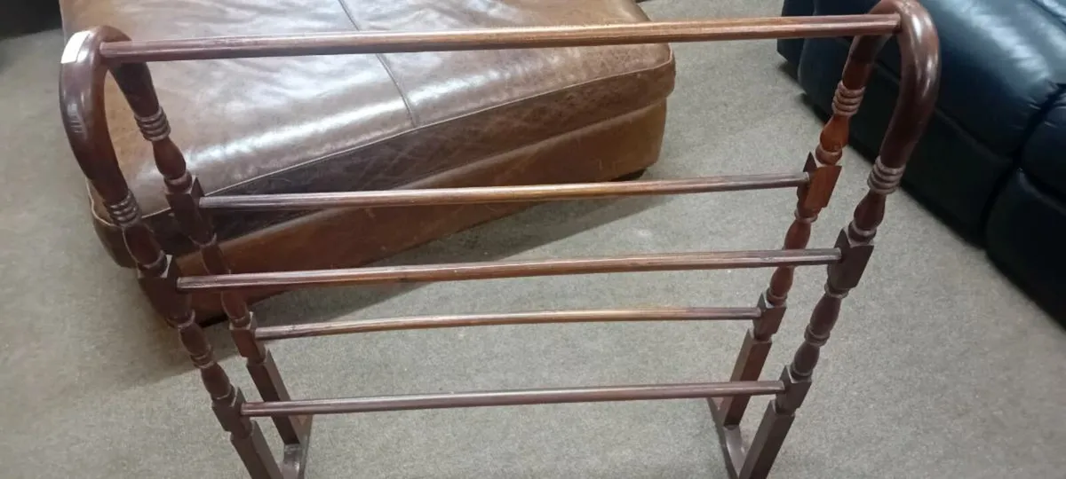 Antique Mahogany Towel Rail - Image 2