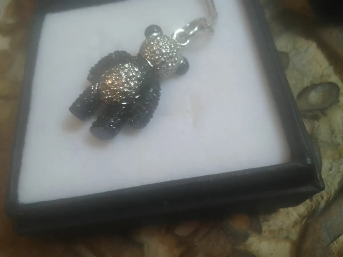 STERLING SILVER CRYSTAL PANDA PENDANT NEW - Image 2