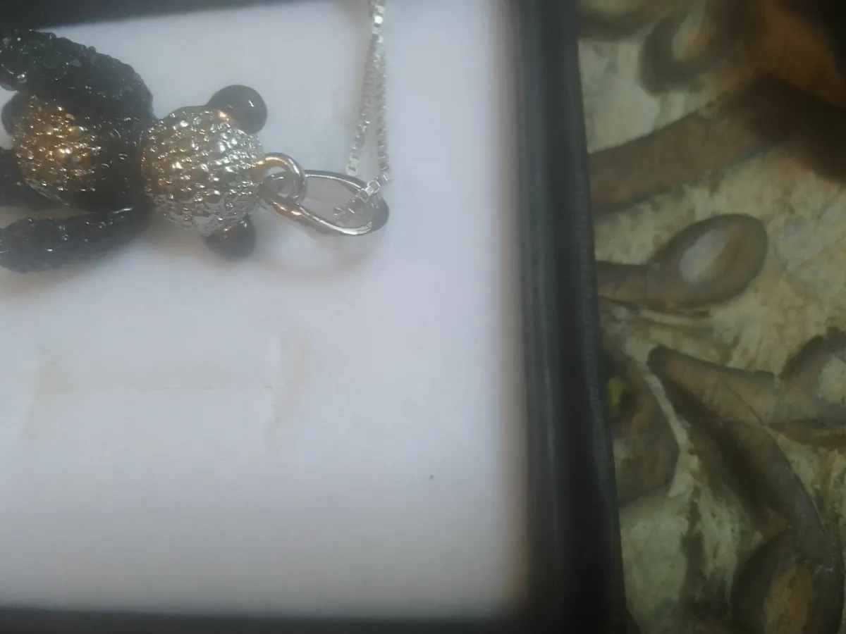 STERLING SILVER CRYSTAL PANDA PENDANT NEW - Image 3