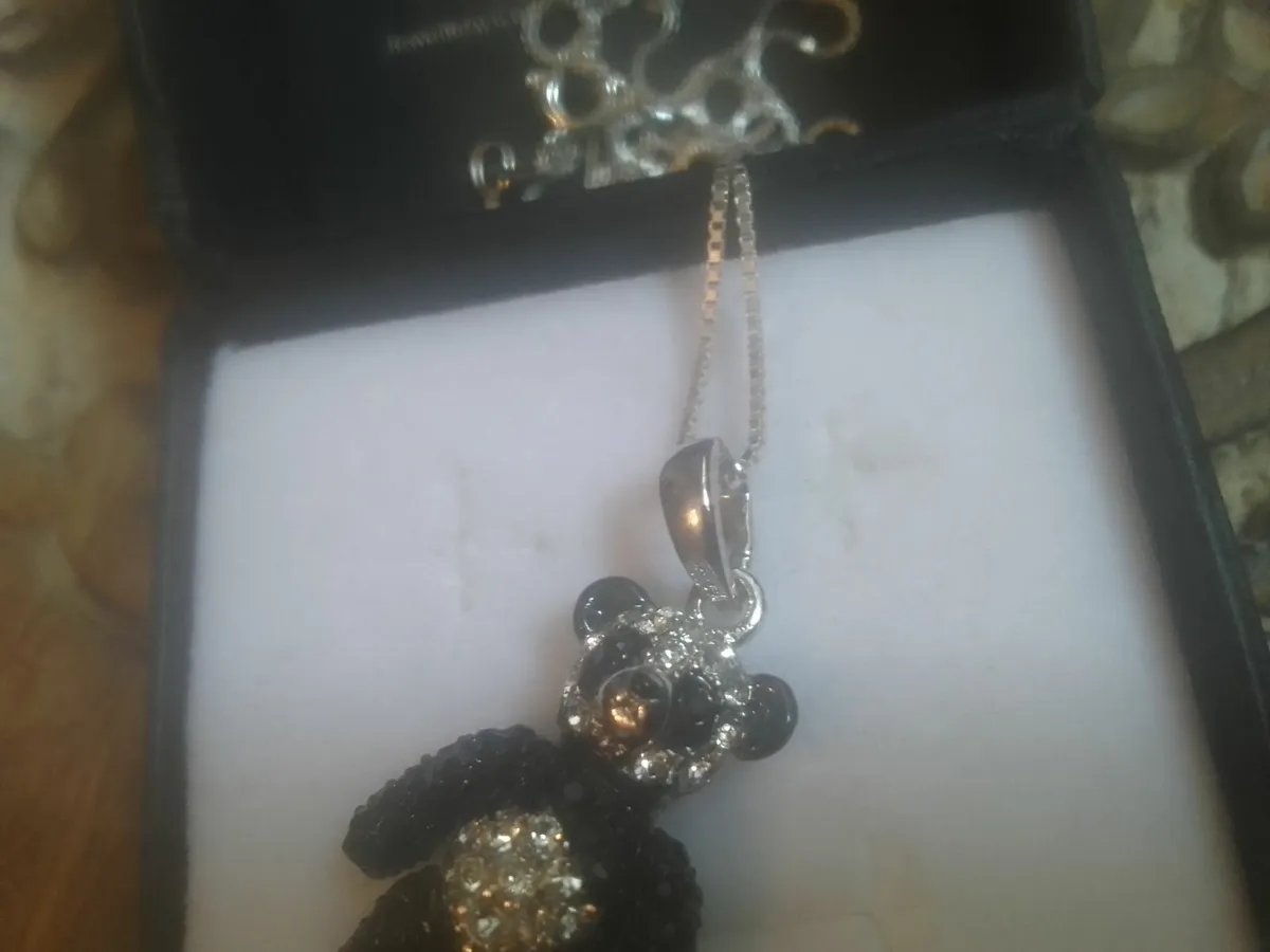 STERLING SILVER CRYSTAL PANDA PENDANT NEW - Image 4