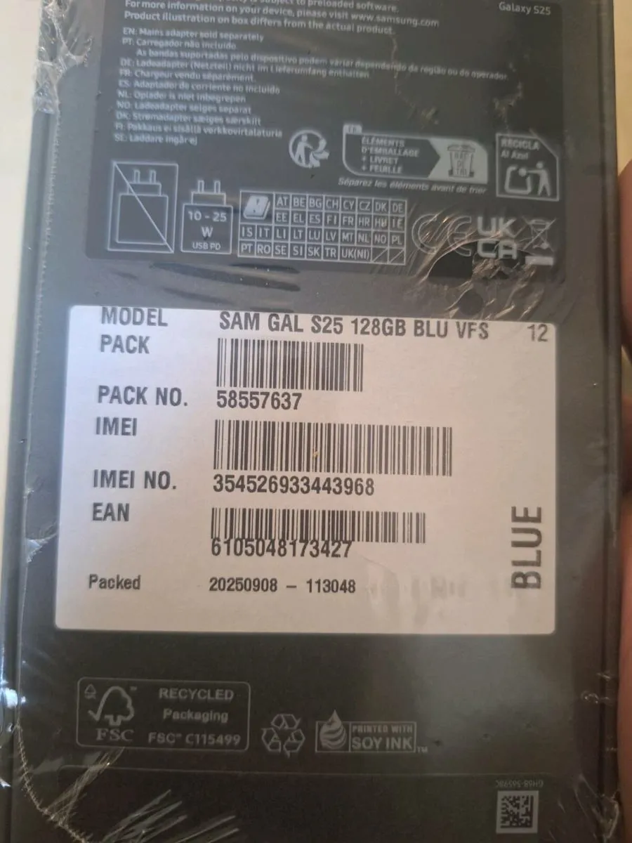 Samsung galaxy s25 new in the box sil
