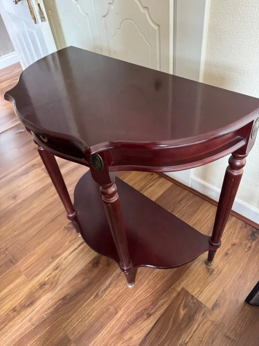 Mahogany half moon console table - Image 3