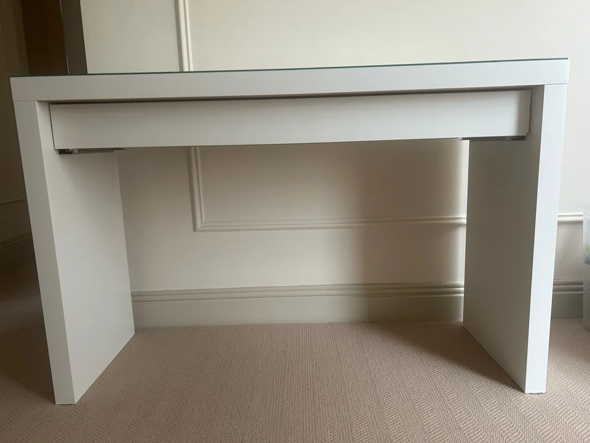 Dressing / Vanity Table White glass top Ikea Malm - Image 2