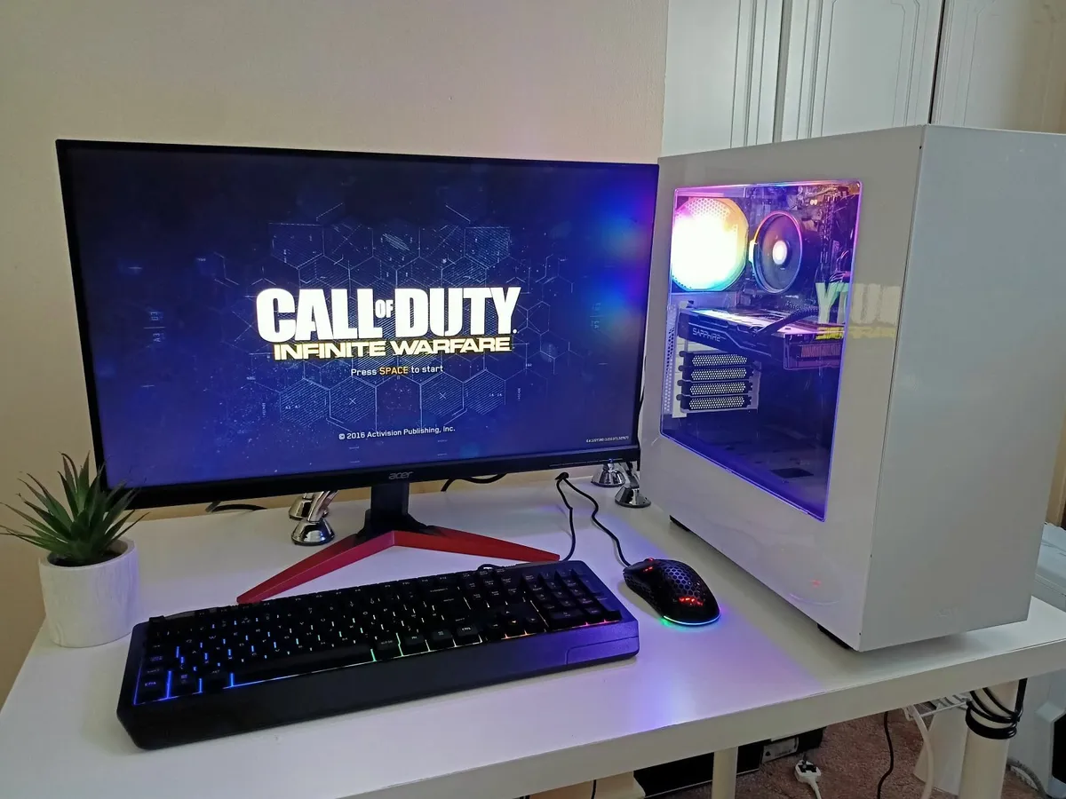 Gaming PC Setup with 27" Monitor Keyboard and mous - Image 1