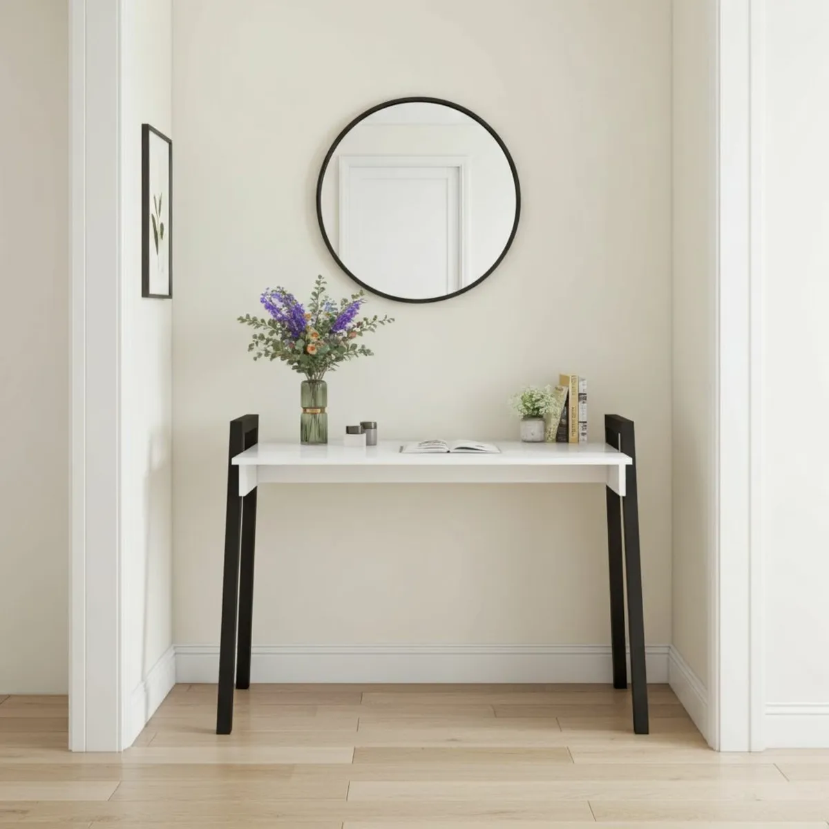 Adele Desk — White Top with Black Powder‑Coated Le - Image 2