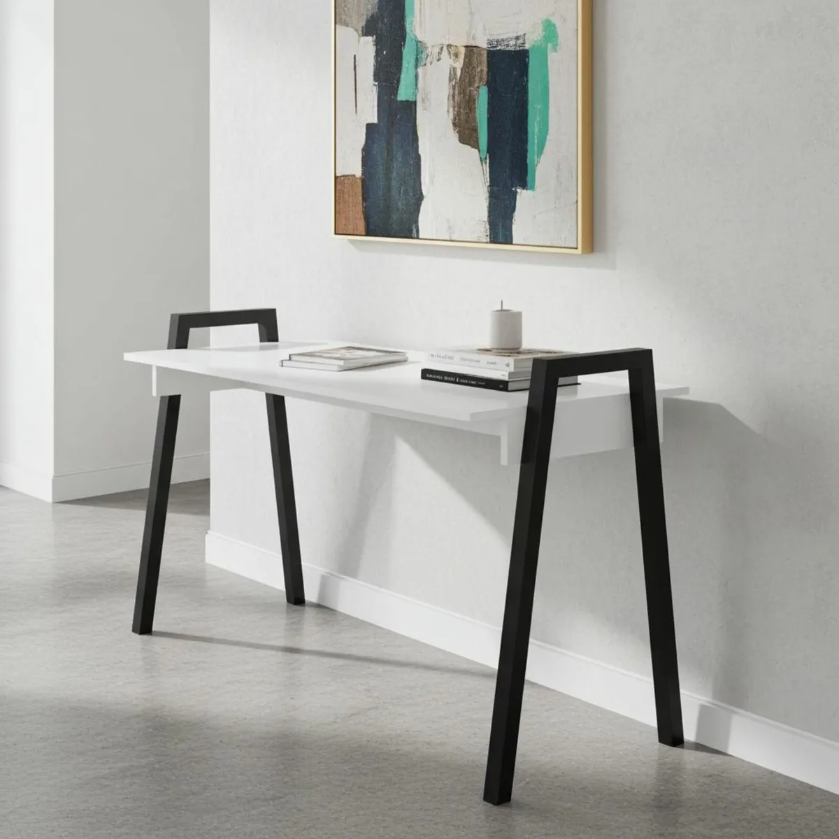 Adele Desk — White Top with Black Powder‑Coated Le - Image 3