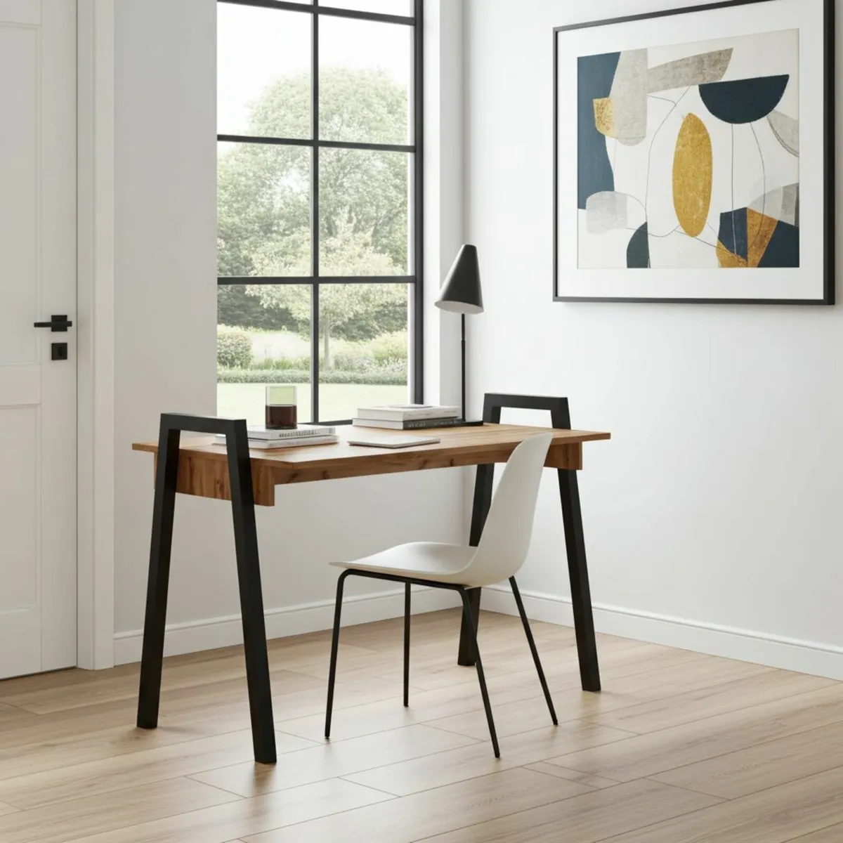 Adele Desk — White Top with Black Powder‑Coated Le - Image 4