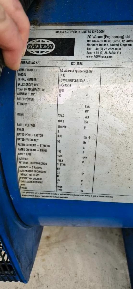Fg Wilson P135 Generator - Image 3