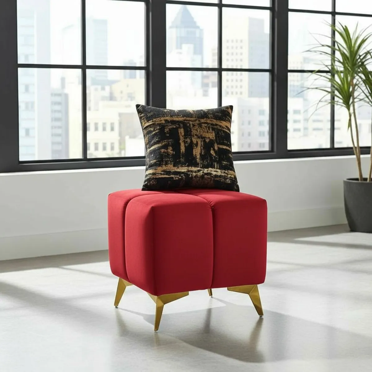 Bubble Cube Pouffe – Velvet Upholstery - Image 1