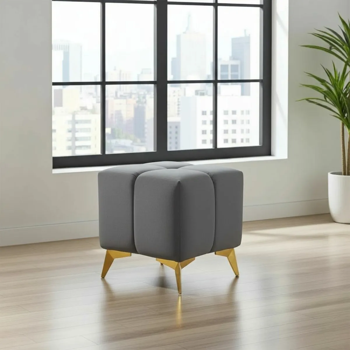 Bubble Cube Pouffe – Velvet Upholstery - Image 2