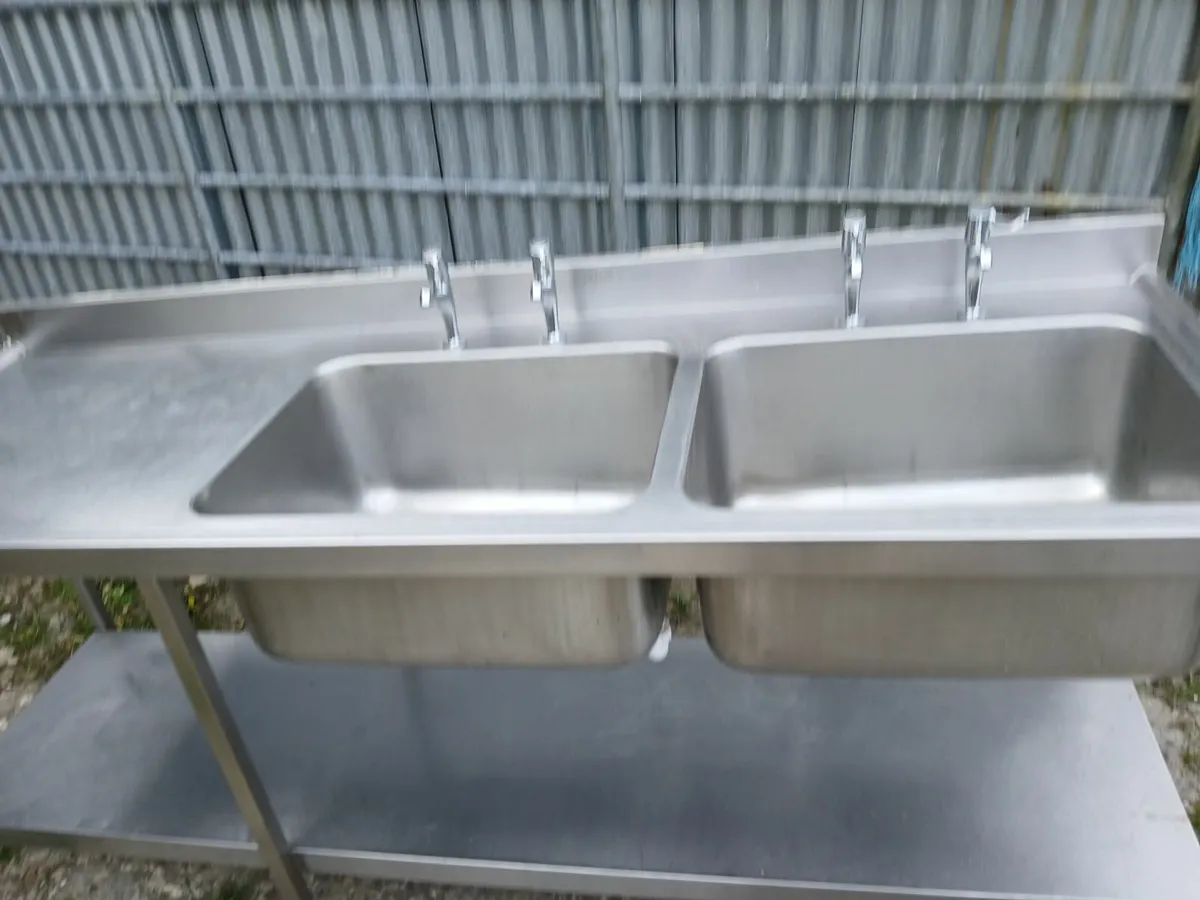 Staneless steel cabbinet double sink unit complete - Image 1