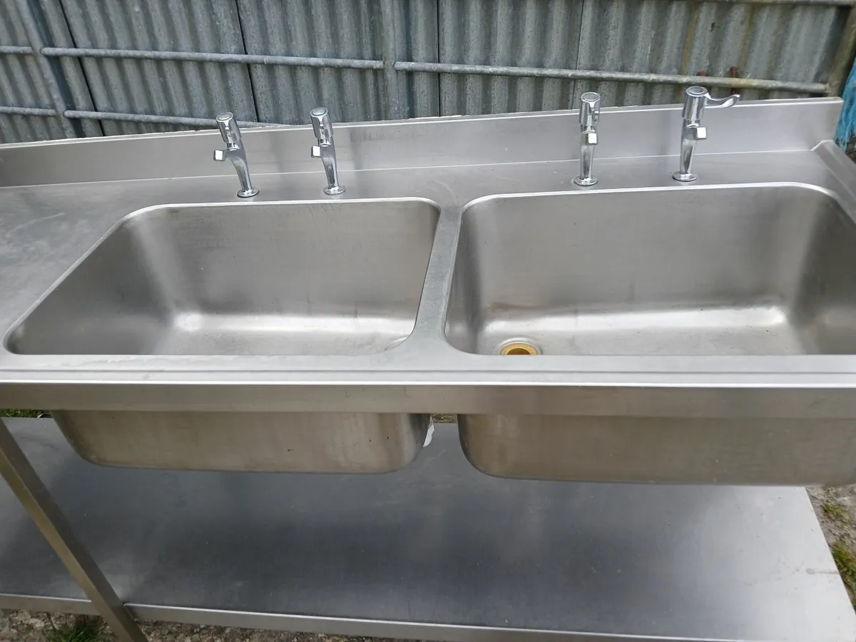 Staneless steel cabbinet double sink unit complete - Image 2
