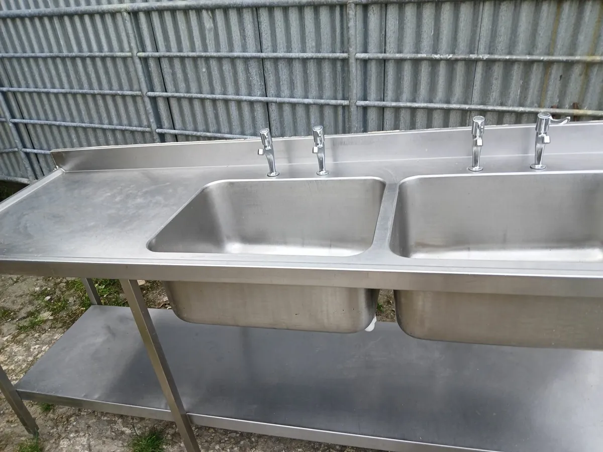 Staneless steel cabbinet double sink unit complete - Image 3