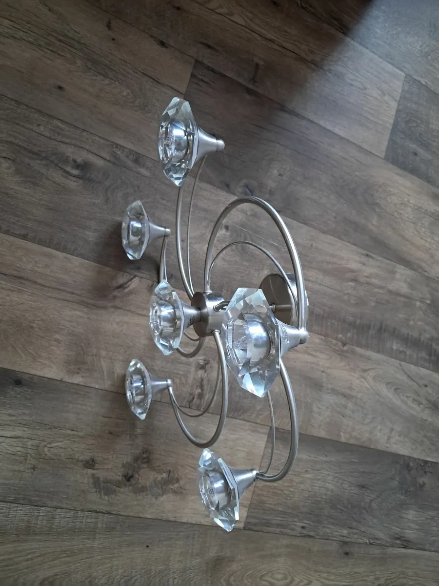 6 Light Semi Flush Chrome/Crystal Light Fitting - Image 2