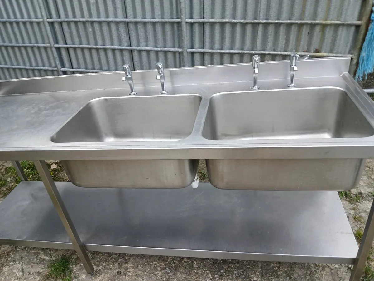 Staneless steel cabbinet double sink unit complete - Image 4