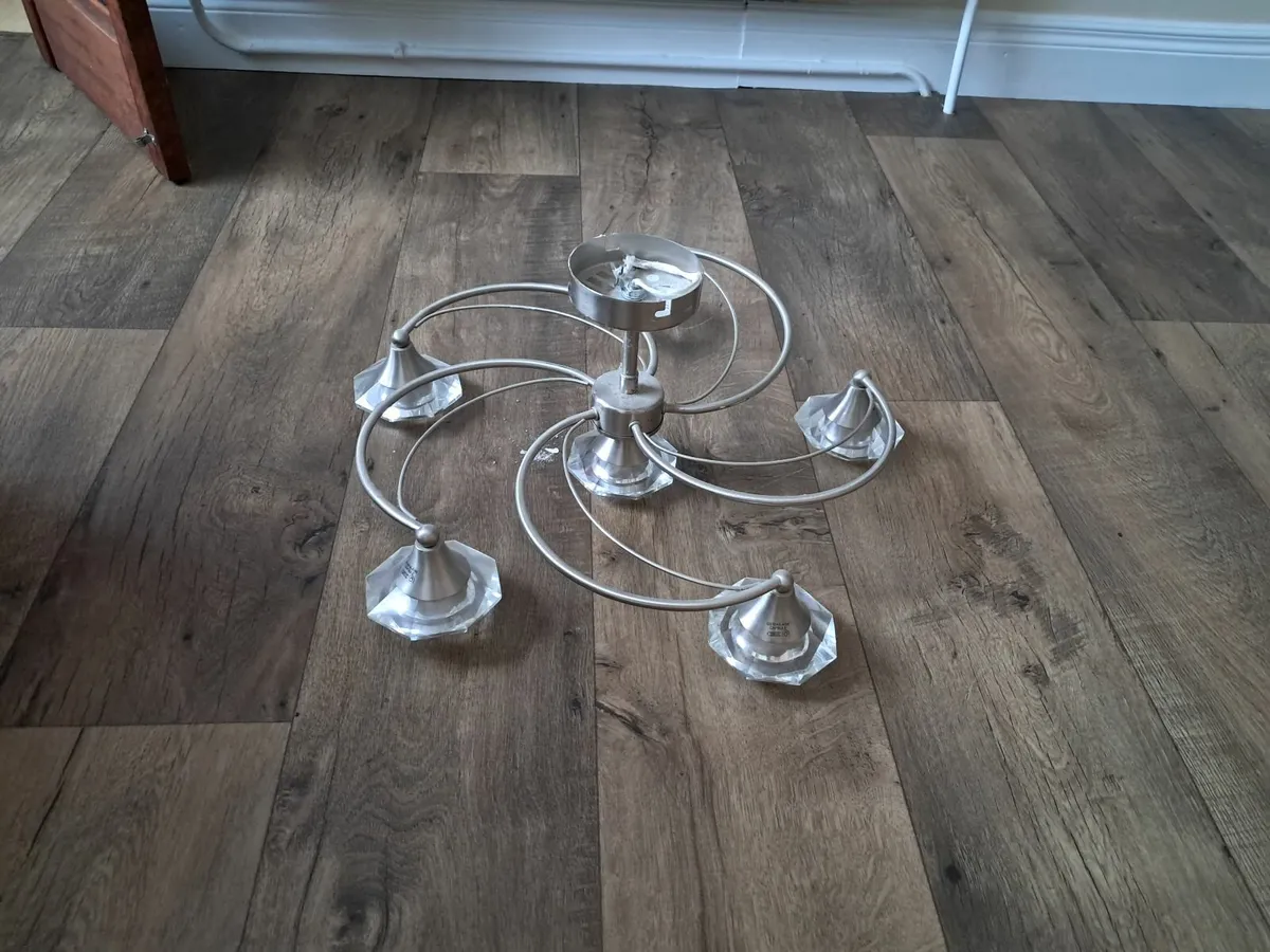 6 Light Semi Flush Chrome/Crystal Light Fitting - Image 4