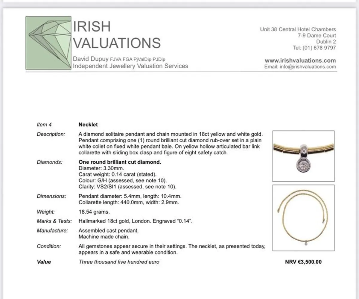 Diamond Solitaire in yellow gold necklace - Image 2