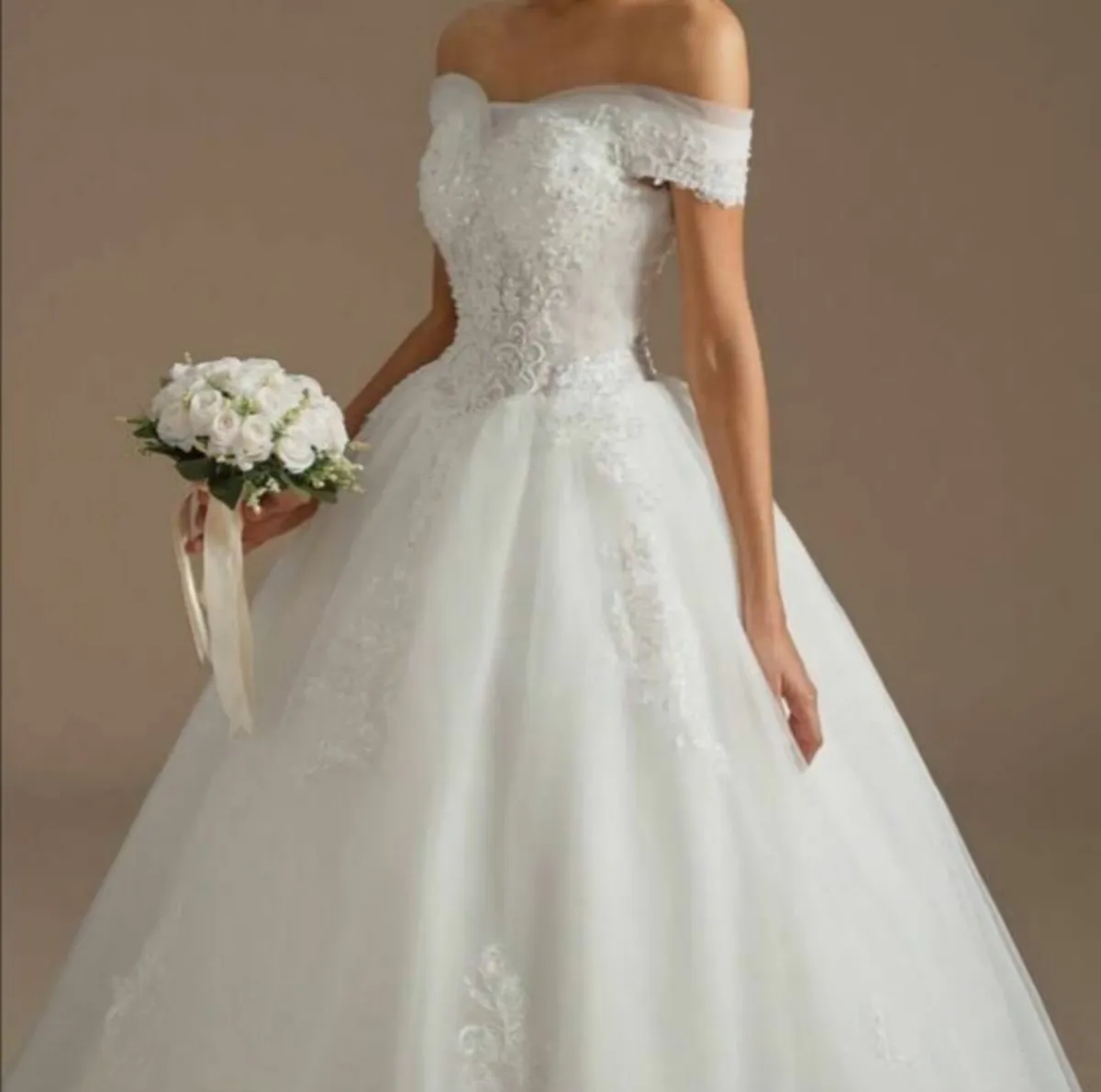 NEW Off-the-Shoulder Ballgown Wedding Dress - Image 1
