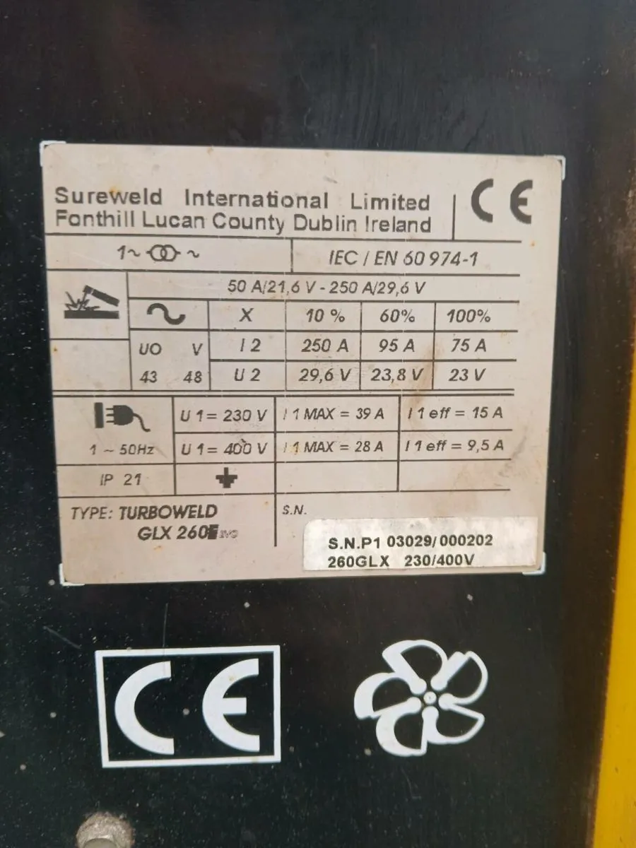 Turboweld GLX 260E arc welder - Image 2