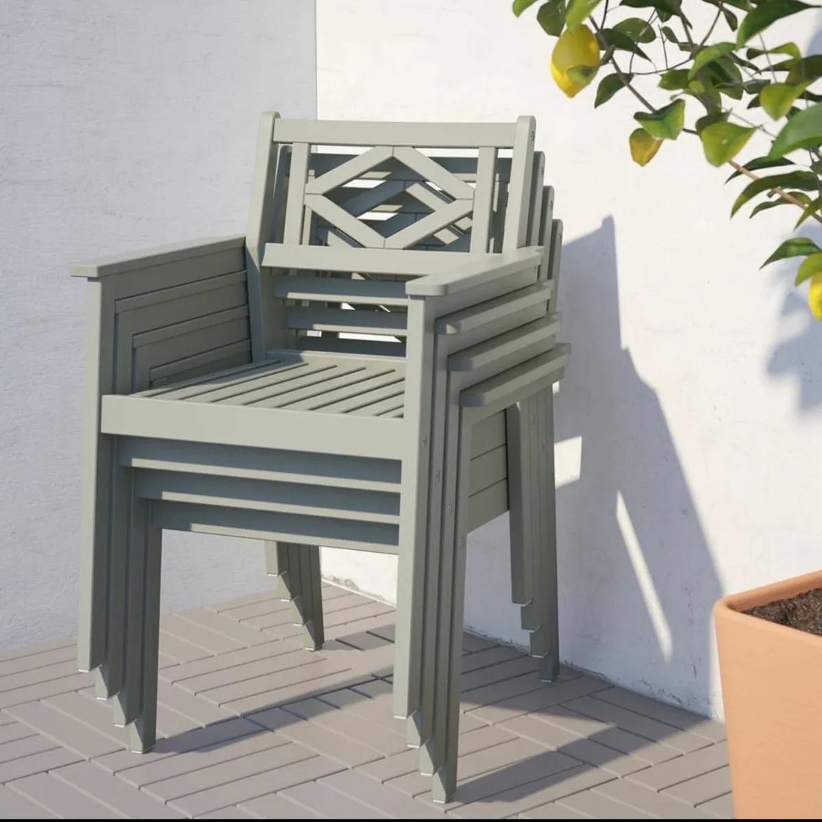 4 x IKEA BONDHOLMEN Outdoor Chairs – Brand New, Un - Image 1