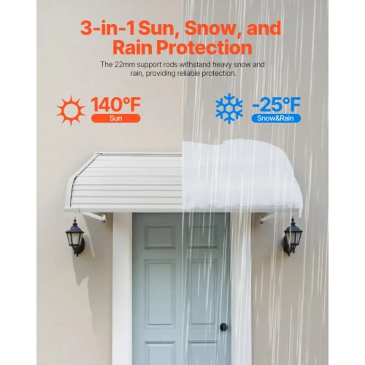 Window Awning Door Canopy 48x42 in Aluminum Alloy - Image 2