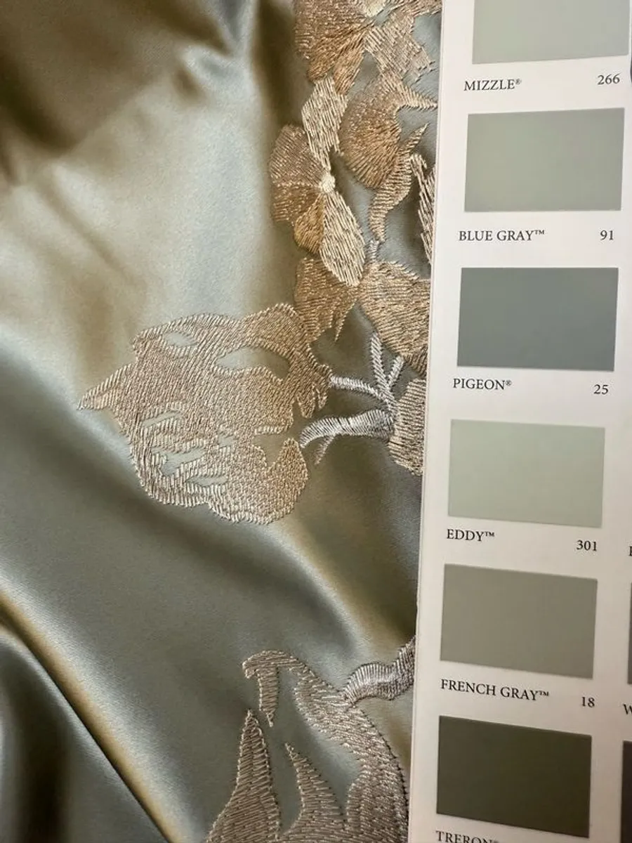 Magnificent New Silk Blanket Interlined Curtains 94" x 86" - Image 2
