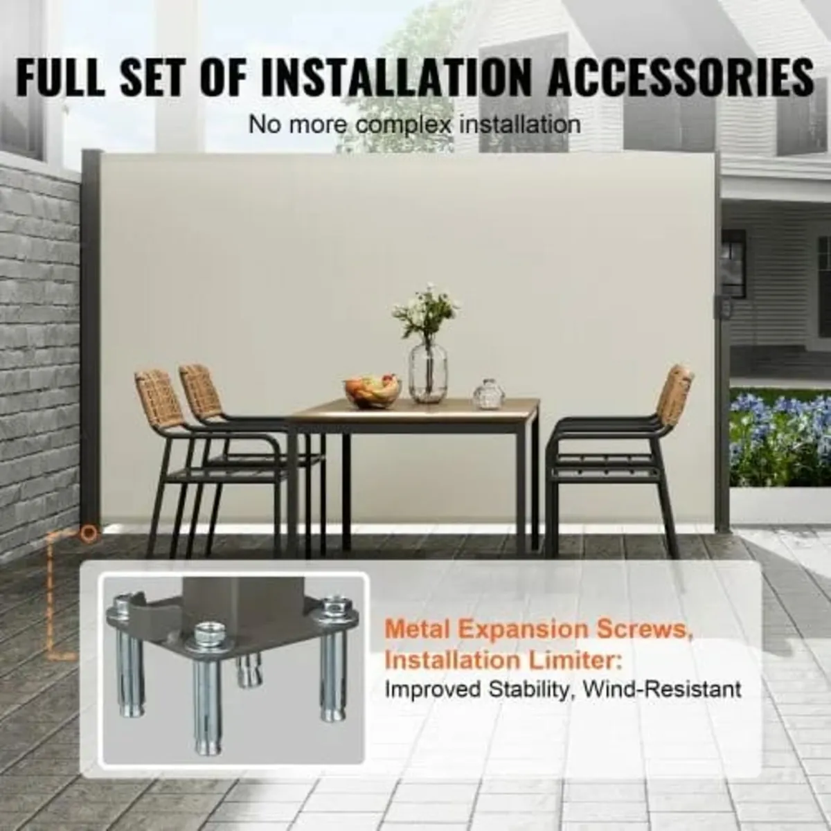 Retractable Side Awning, 63''x 118'' Outdoor Priva - Image 3