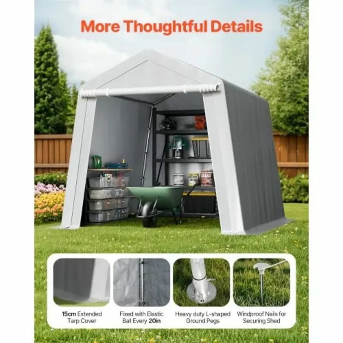 Outdoor Storage Shelter Shed 8x8 ft Waterproof Car - Image 4