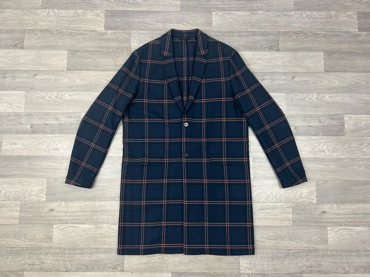 J.Lindeberg Cotton Check Coat Overcoat Mens Large - Image 1