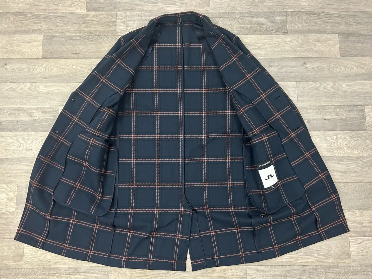J.Lindeberg Cotton Check Coat Overcoat Mens Large - Image 4